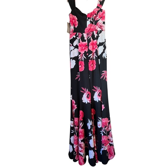 NWT Eva Mendes Collection On or Off Shoulder Maxi Gown Red Black Floral Size 4 - Picture 7 of 10